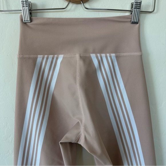 Blush Pink Floral Striped High Waisted Athletic Cycling Leggings Extra Small - Picture 10 of 12